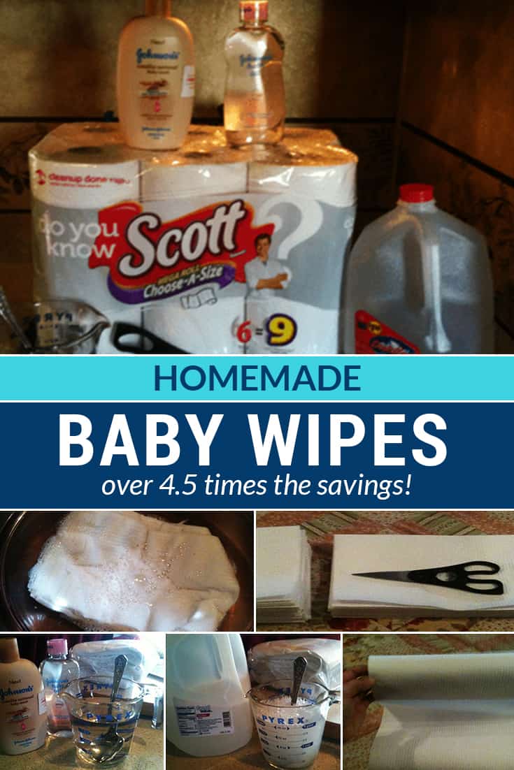Homemade baby wipes are simple to make with supplies you likely already have at home. Making your own will save you 4.5 times too! via @AndreaDeckard