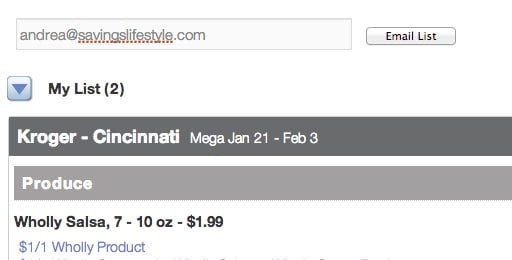 Email Grocery List