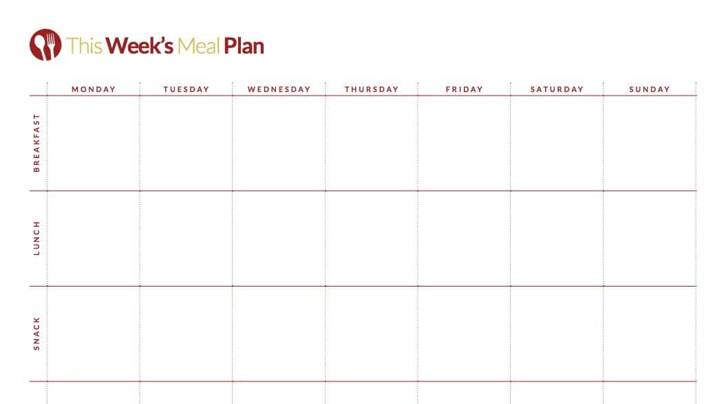 weekly menu planning printable-color