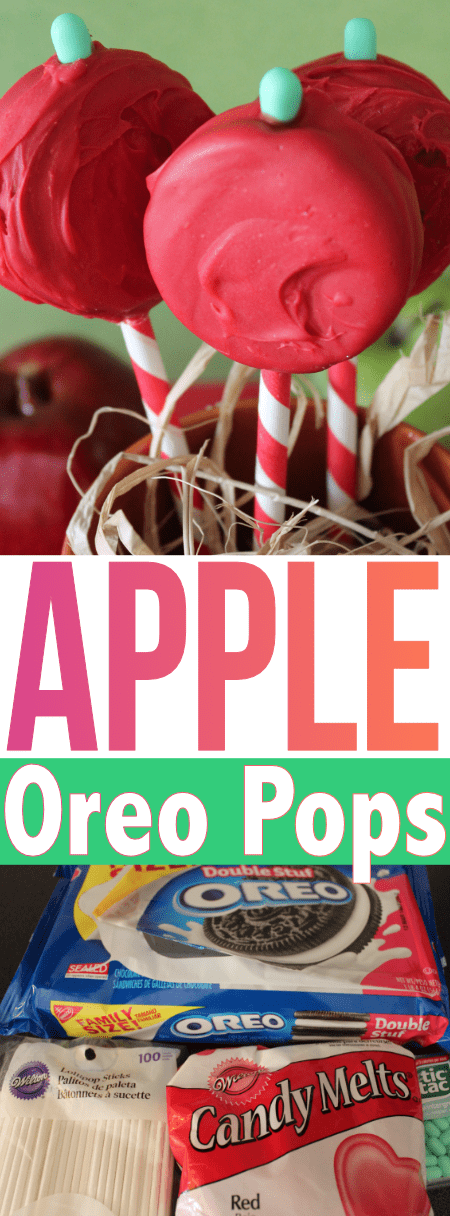 This easy semi-homemade recipe to make Apple Oreo Pops will make you feel like you're cheating! Perfect for little helpers in the kitchen too!