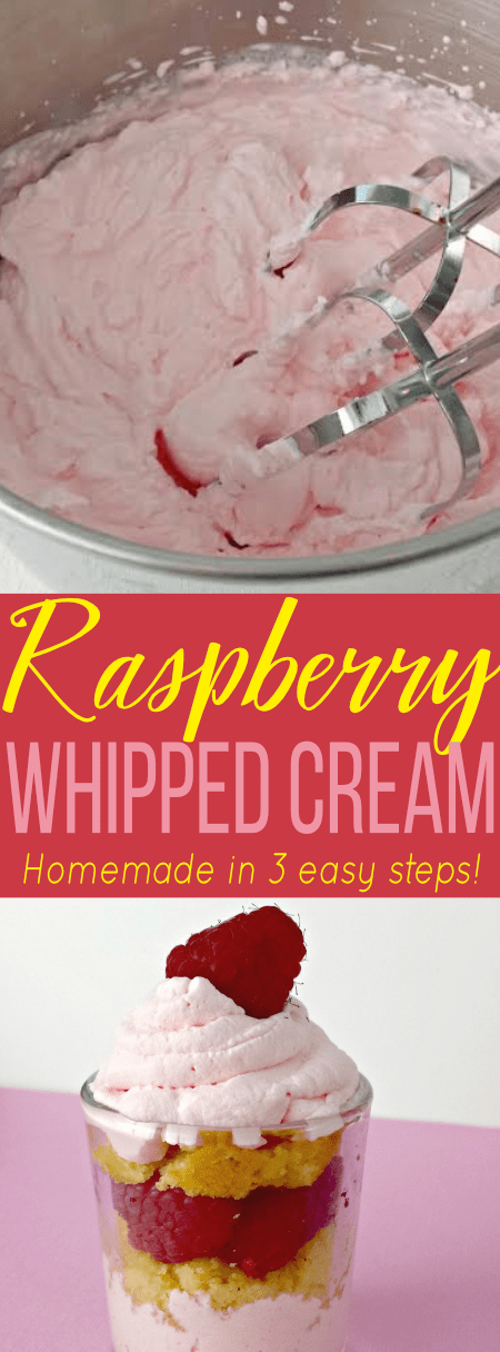 Make this homemade Raspberry Whipped Cream in just 3 easy steps!