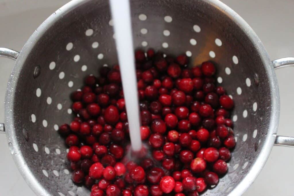 Cranberry in a strainer