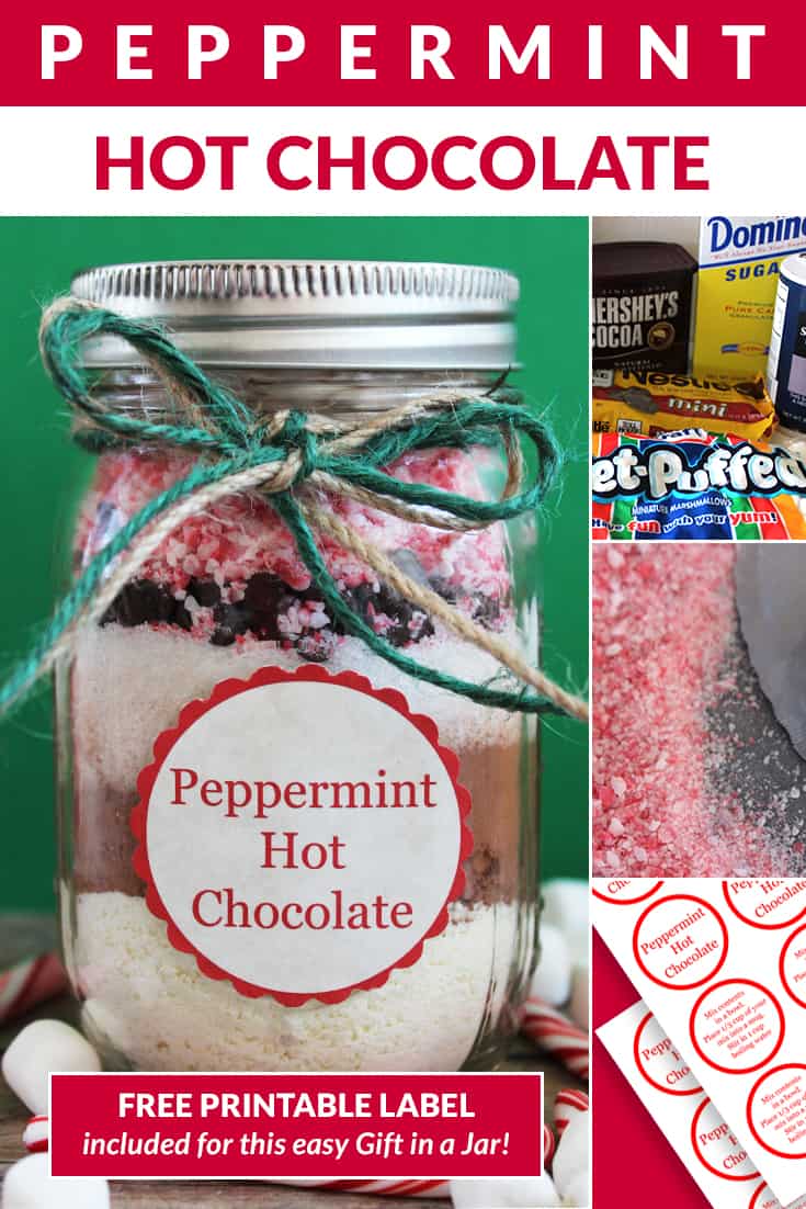 Peppermint Hot Chocolate Mix in a Jar via @AndreaDeckard