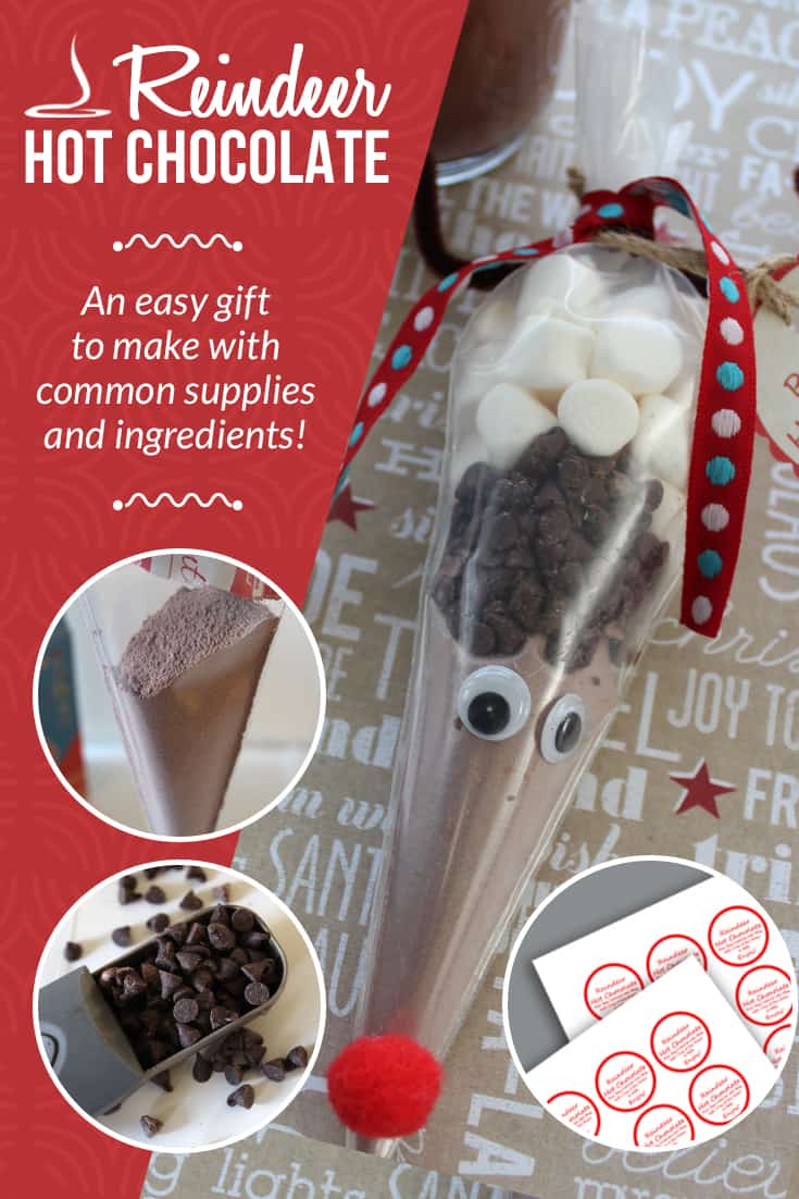 Get into the spirit of holiday with this hot chocolate mix recipe in the form of cute reindeer to give to your loved ones as cute stocking stuffers! via @AndreaDeckard