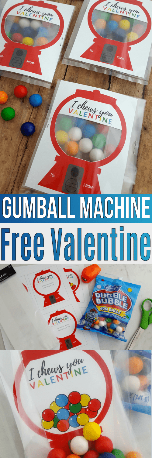 Looking for free valentine cards? This kids valentine card with gumballs, a few supplies, and this free valentine card printable is easy for the kids to make by themselves!