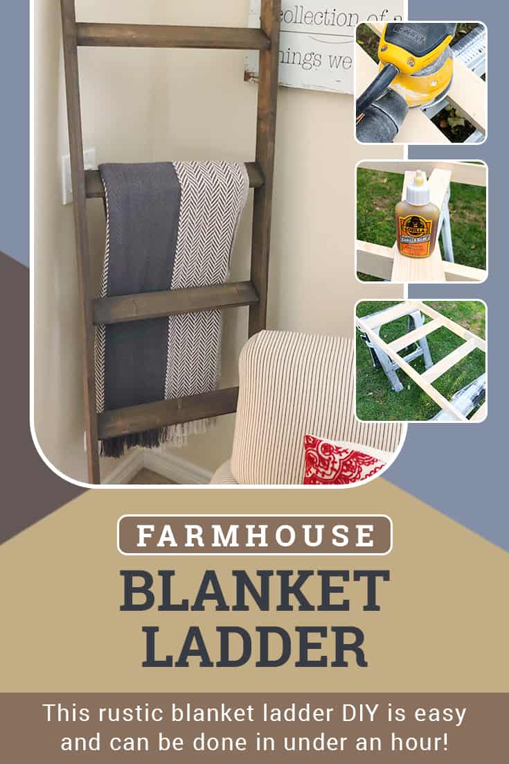 This Blanket Ladder DIY turns out beautiful! Grab your supplies, and use our secret time-saving tip in the post to make several under an hour! Sturdy and beautiful farmhouse decor! via @AndreaDeckard