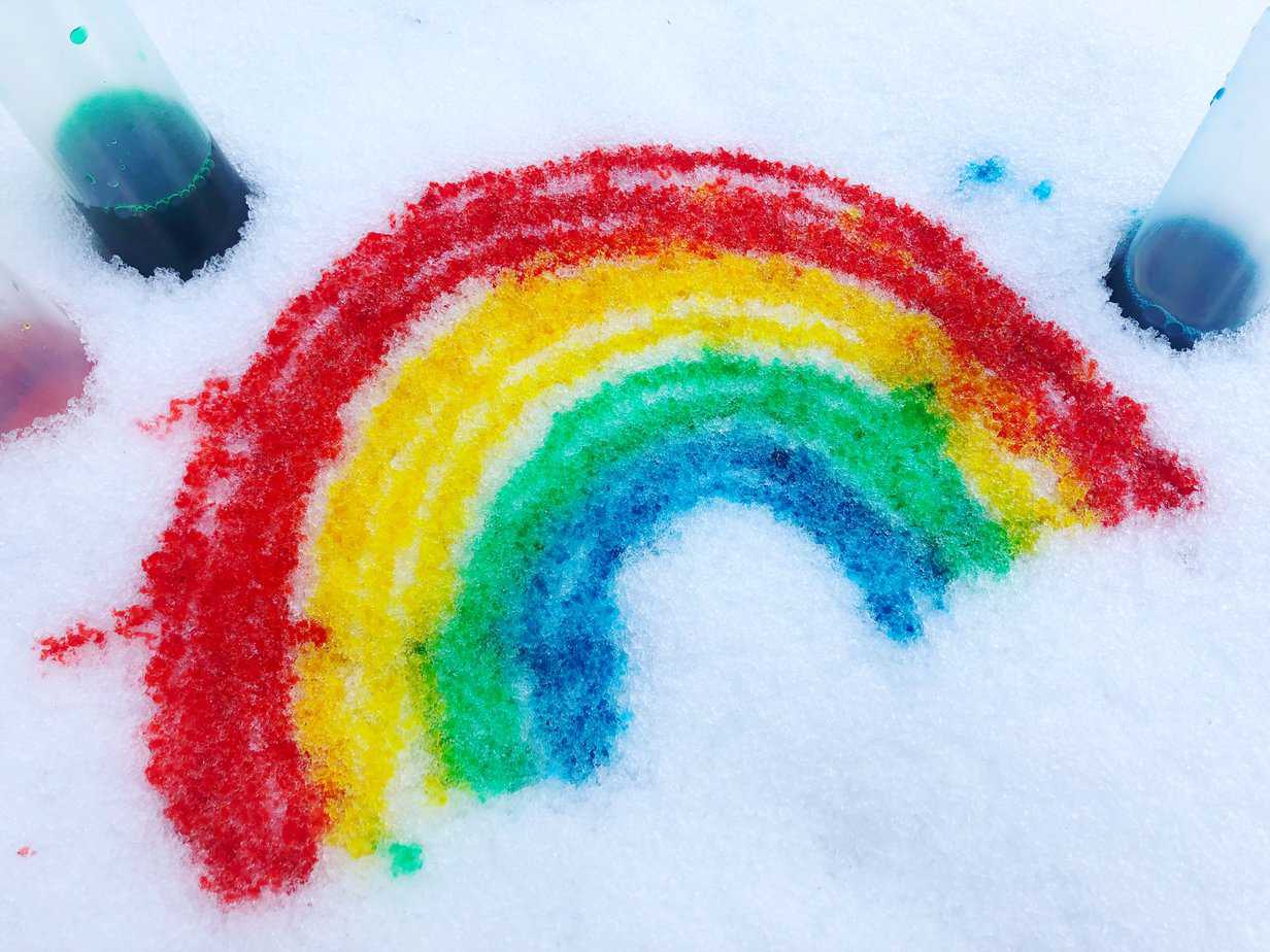 Snow Paint Recipe   Snow Paint Rainbow Drawing Close Hz 