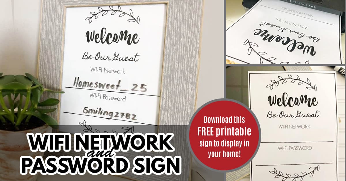 Wifi Password Sign Free Printable Download