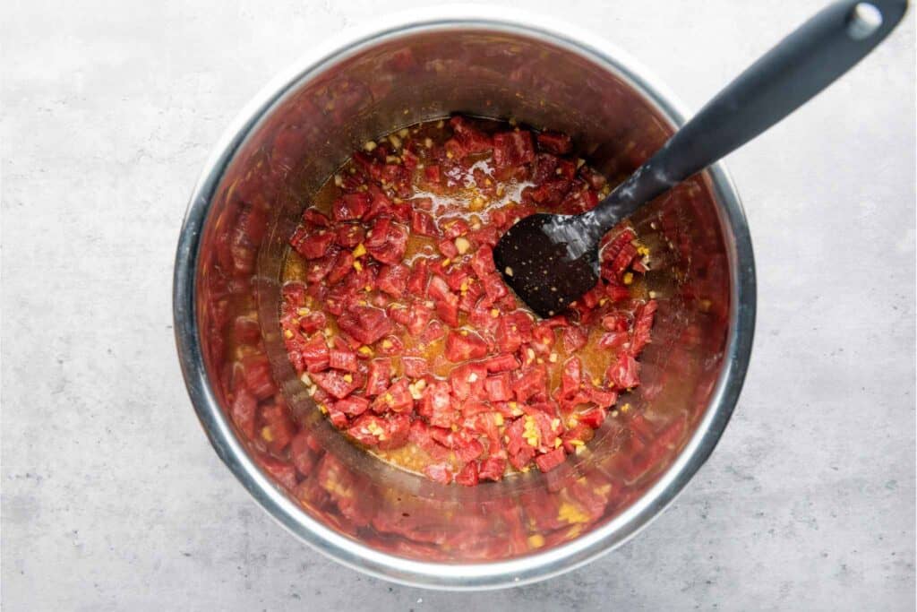 Mongolian Beef Ingredients Mixed Together in a Bowl