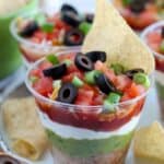 individual 7 layer dip cup up close